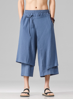 极速2022 Men Casual Withe Wide Leg PantsL Mens Irregular Cot