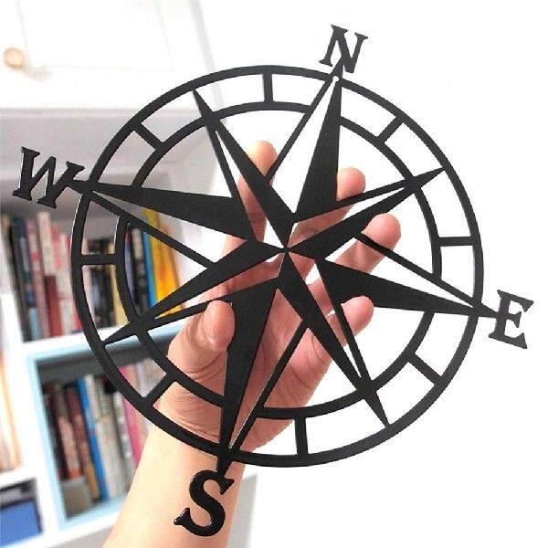 新品2/1pcse Metal Nautical Compass 28cm Wall Decor Art Home - 实物图