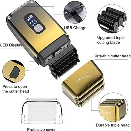 极速Hatteker Triple Blades Foil Shaver Electric SShaver Razo