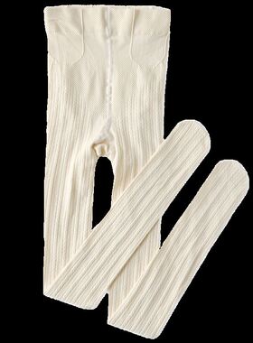 极速日系秋冬季加绒米白色裤袜麻花纹JKK奶白丝袜加厚保暖内搭裤