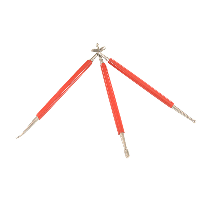 极速美式皮雕黑柄压擦器  w皮革描线铁笔划线笔塑型器铁笔双头红