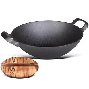 极速本库28cm小炒锅铸铁锅w老式双耳生铁锅无涂层不沾锅炒锅平底