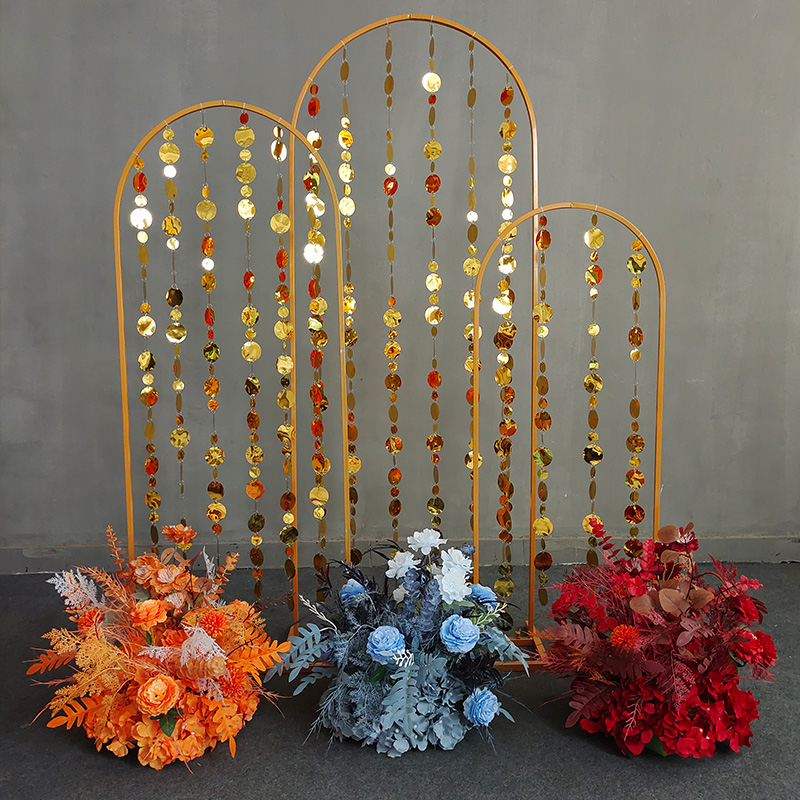 极速婚庆道具高山j流水路引婚礼户外舞台现场布置亮片珠帘门拱形