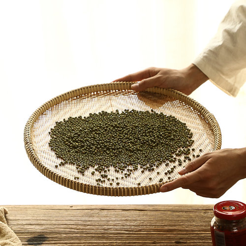 极速异丽手工竹编制品篮子竹筛子圆簸箕家用馒头S筐竹子箩筐果篮