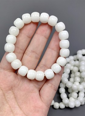 极速天然和d田玉白玉羊脂玉老型珠女款手链 白玉女款手串 玉质油