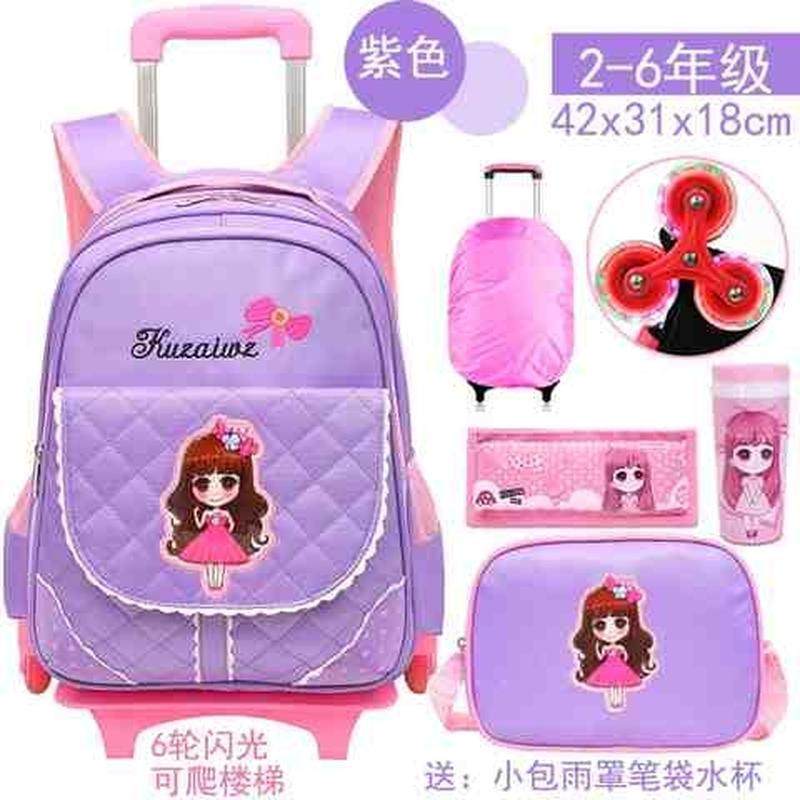 极速儿童拉d杆书包小学生3年级女童带轱辘的轮子手拉防水反光男孩