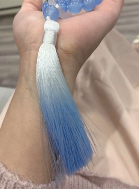 极速天然蓝玉髓十八子手持女款手链 浅蓝色玉髓玛瑙流X苏女款手链