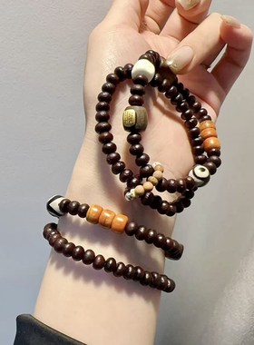 极速紫金钵盂双圈手串搭配多宝跑环E五条经棋楠沉香女款手链 女款