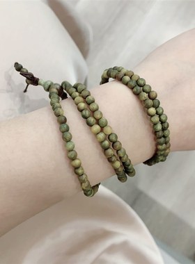 极速绿檀木小颗粒多n圈女款手链 可做项链 4mm左右绿檀手串