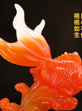 极速金玉满堂聚宝盆o金鱼摆件中式客厅电视柜酒柜装饰品搬新家乔