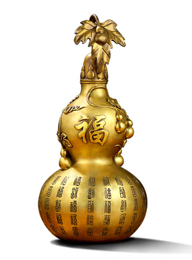 极速百福临门铜葫芦摆件大号全铜空心开口M葫芦客厅家居玄关新家