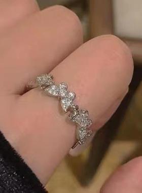 极速Butterfly mopening ring Womens 蝴蝶开口戒指锆石戒指女