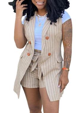 极速Two Piefce Shorts Set New Summer Women Vest Suits Sleeve