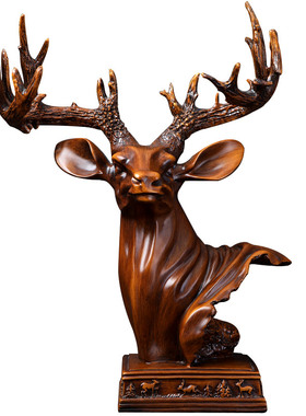 极速鹿头摆件装饰招财北欧美式欧式新中式L家居客厅酒柜创意办公