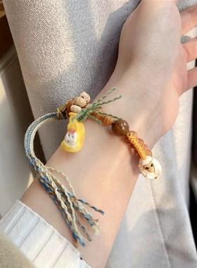 极速橄榄核金饭碗藏n式女款手链 搭配根付小可爱香蕉多妹女款手串