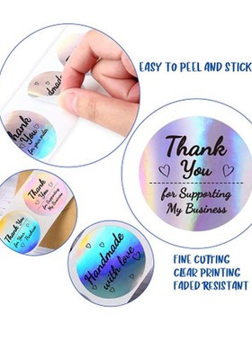 极速Multi  design Laser Thank You StickeKrs Round Holographi