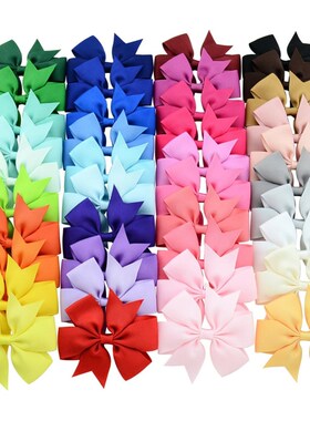 极速1 pcs Colors Solid Grosgryain Ribbon Bows Clips Hairpin