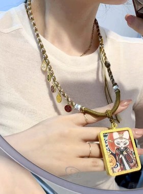 极速九尾狐财神唐卡o项链毛衣链 搭配藏式五路财神项链绳项链