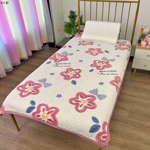 新品学生宿舍牛奶绒牀盖单件加y厚绗缝绒毯牀单女生毛毯冬季保暖