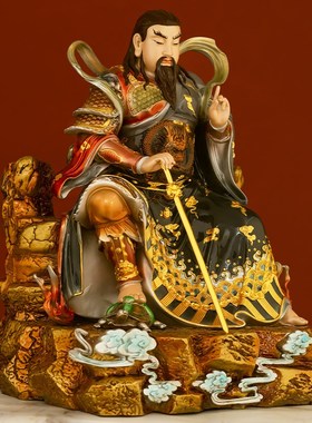 纯铜真武大帝神像道家玄t武祖师爷铜像玄天上帝摆件荡魔天尊北帝