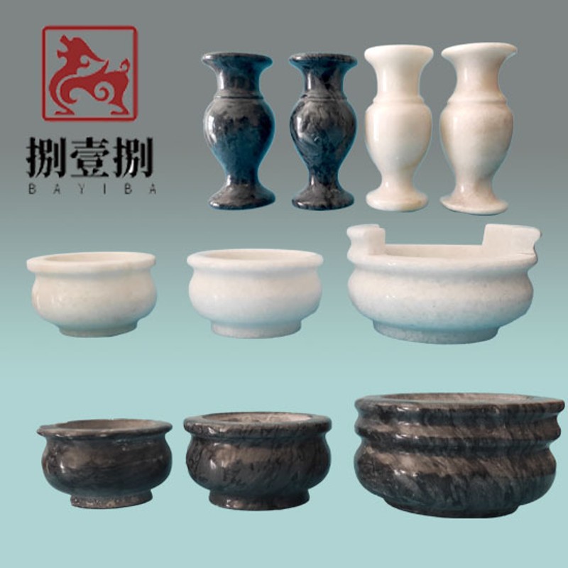 新品圆雕摆件工艺品装饰品圆雕圆形装H饰品花瓶香炉供桌底座大理图片