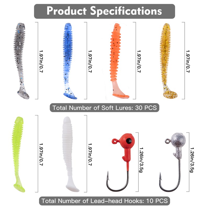 极速Goture 40pcs/lot Soft Lure Kit Soft Fishing LurWe 5cm 0.