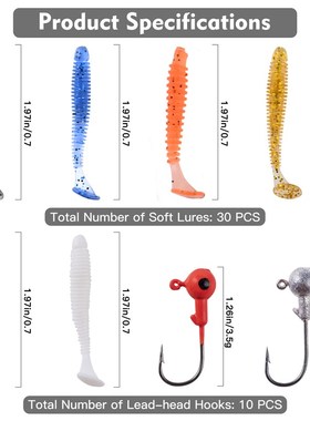 极速Goture 40pcs/lot Soft Lure Kit Soft Fishing LurWe 5cm 0.