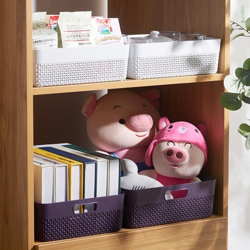 极速桌面收纳筐置物塑料篮子厨房C储物零食杂物水果洗浴长方形藤