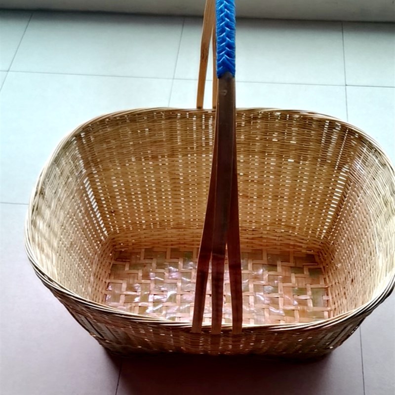 极速水果篮手提菜篮竹筐鸡蛋篮提篮E 菜篮竹篮子农家手工竹编织竹