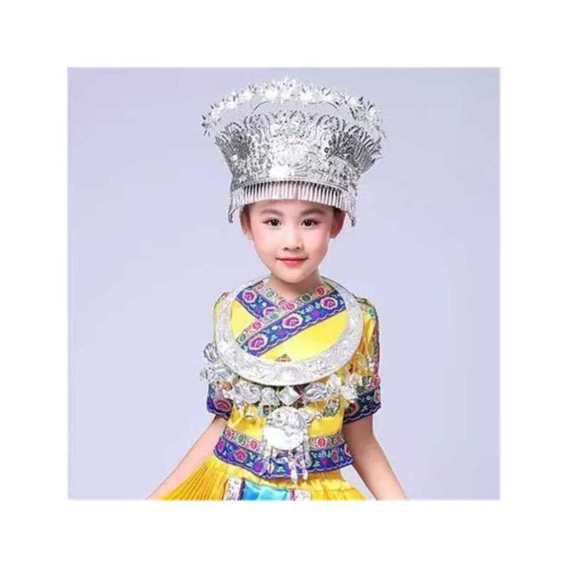 极速少数民族头饰儿童女童帽子女民族风项圈云南手工W制作银饰饰