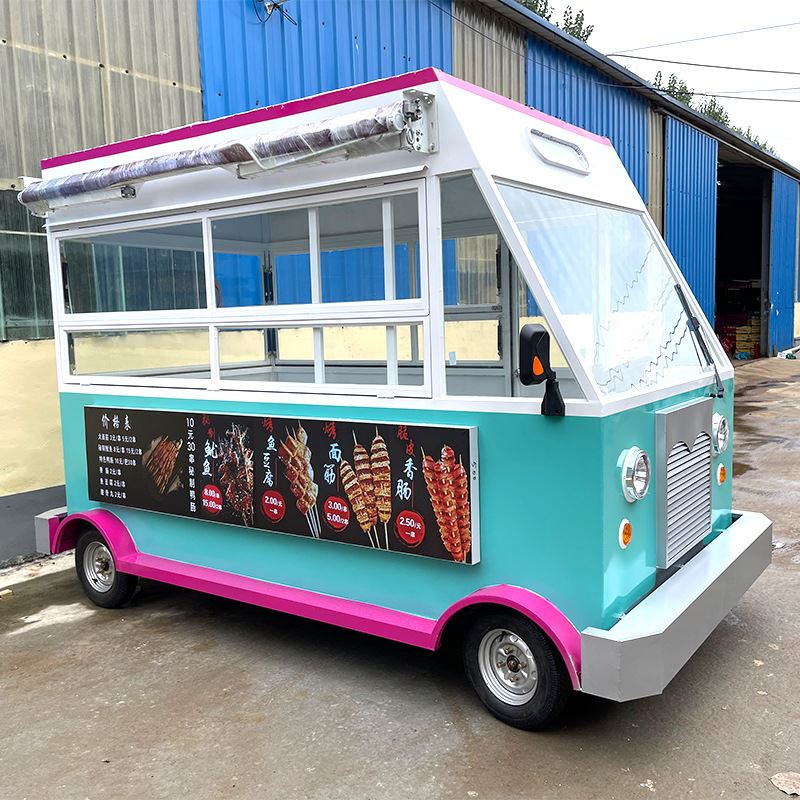 极速景区电动小吃设备房车 w商用厨房美食快餐车 移动铁艺流动早