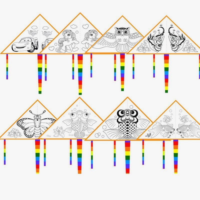 速发做风争风筝的diy半成品手工制作儿童自制空白色手绘画材料包
