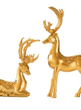 极速2 aPcs Reindeer Ornaments Resin Statues Deer Figurines S