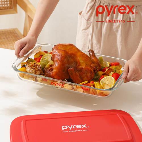 PYREX康宁耐高温玻璃烤盘烤肉盘可微波炉烤箱加热专用玻璃餐盘子