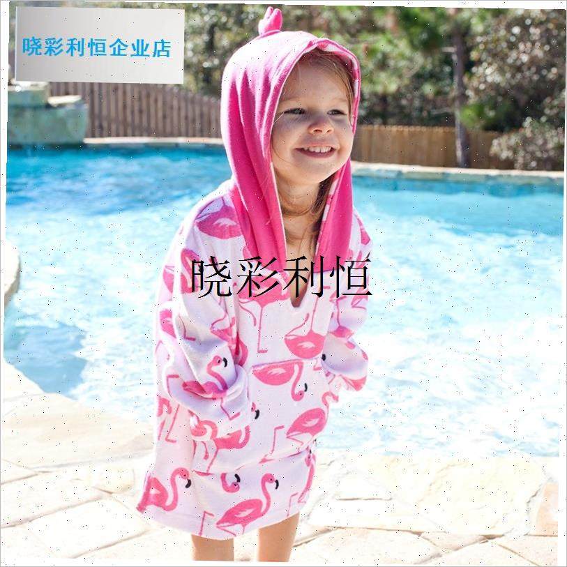 美国Zoocchini儿童纯棉卡通连帽斗篷沙滩防晒S 宝宝吸水浴巾浴袍l