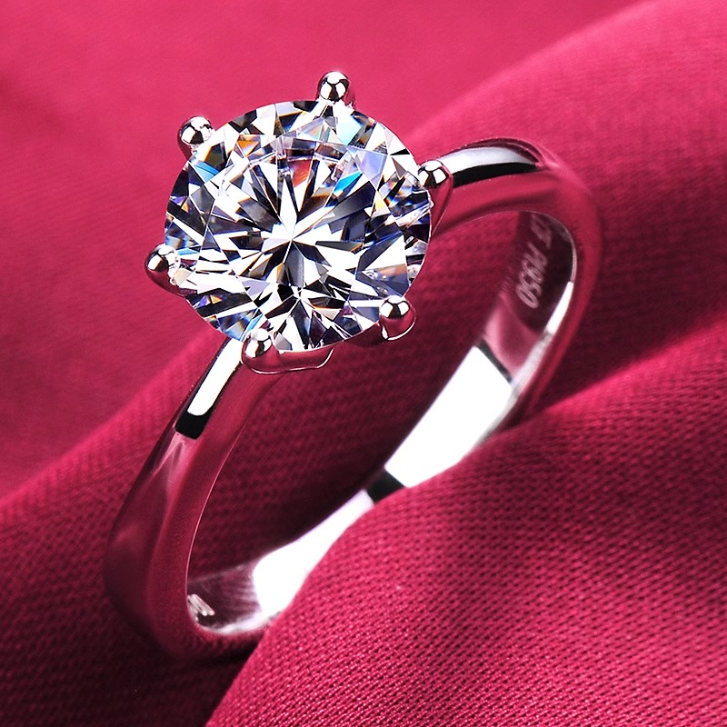 IGI培育钻石铂金Pt950经典六爪求婚订婚1克拉求订婚戒正品