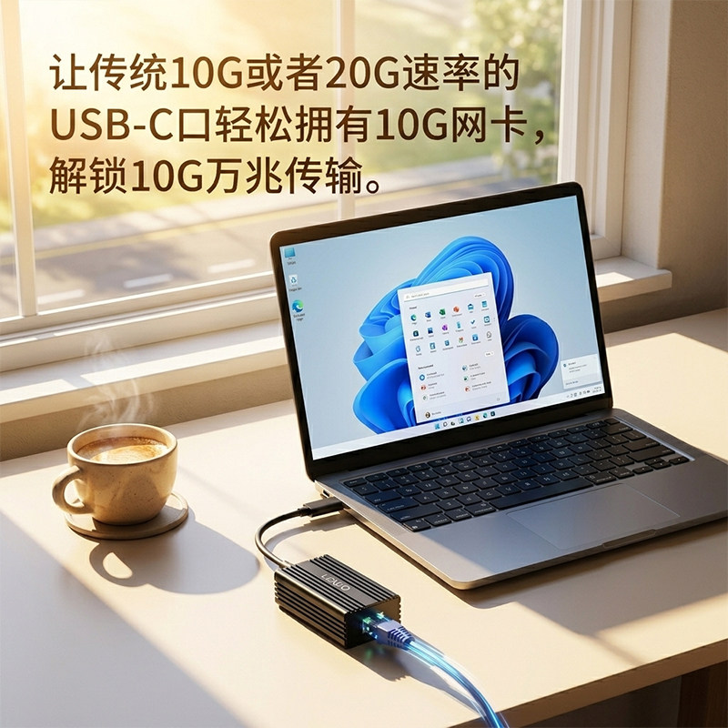 乐扩USB-C万兆网卡10G兼容台式机笔记本MAC手机REALTEK RTL8159芯建议插USB-C口万兆网卡支持雷电/USB4/3.2