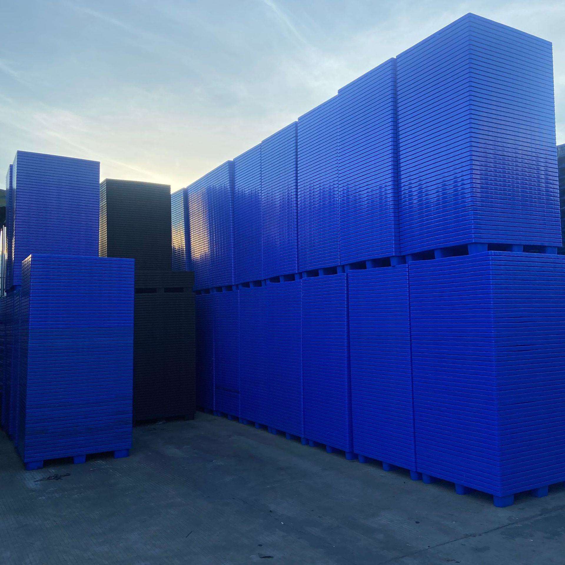 新料托蓝叉色1111塑料1210卡板网格36脚转栈板车间周车塑胶盘出货