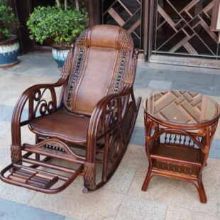 天然真藤老人午睡家用懒人摇摇椅藤椅成人阳台休闲躺椅编织椅客厅