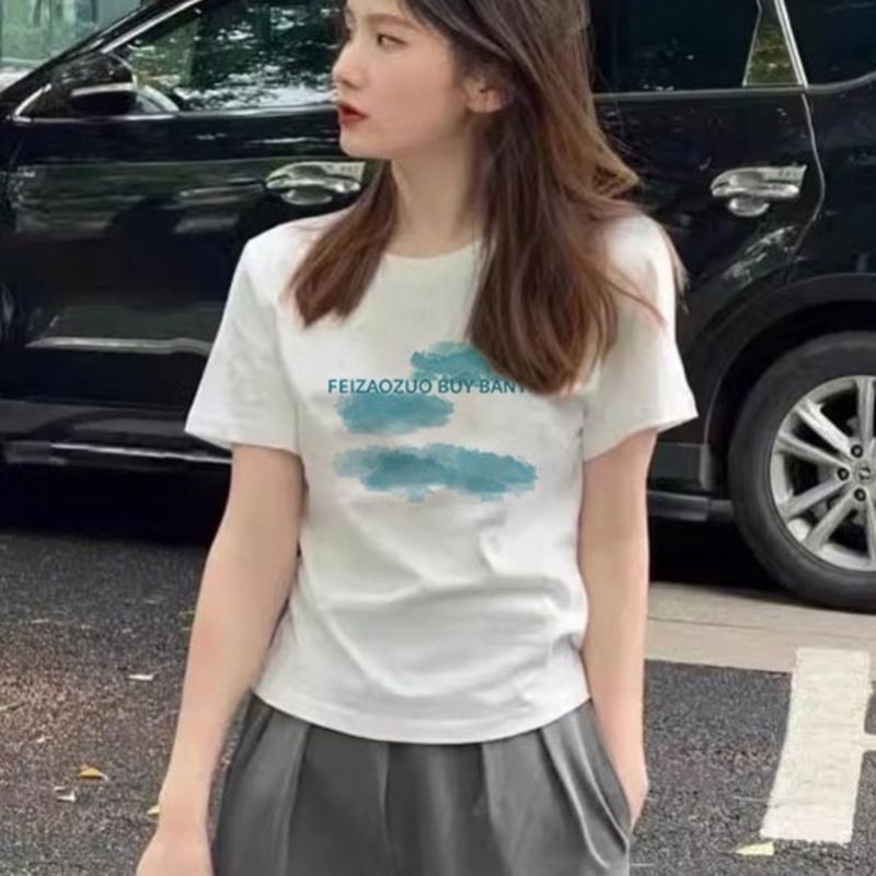 纯棉2025新款夏季短袖t恤女正肩宽松小个子高级感上衣爆款体恤潮