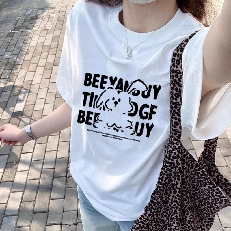 纯棉白色正肩短袖t恤女2025新款爆款上衣小众设计感夏季宽松半袖