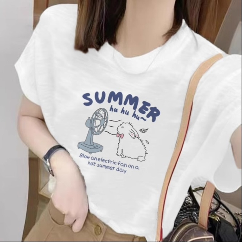纯棉白色设计感小众短袖t恤女宽松2025新款爆款韩版情侣重磅上衣