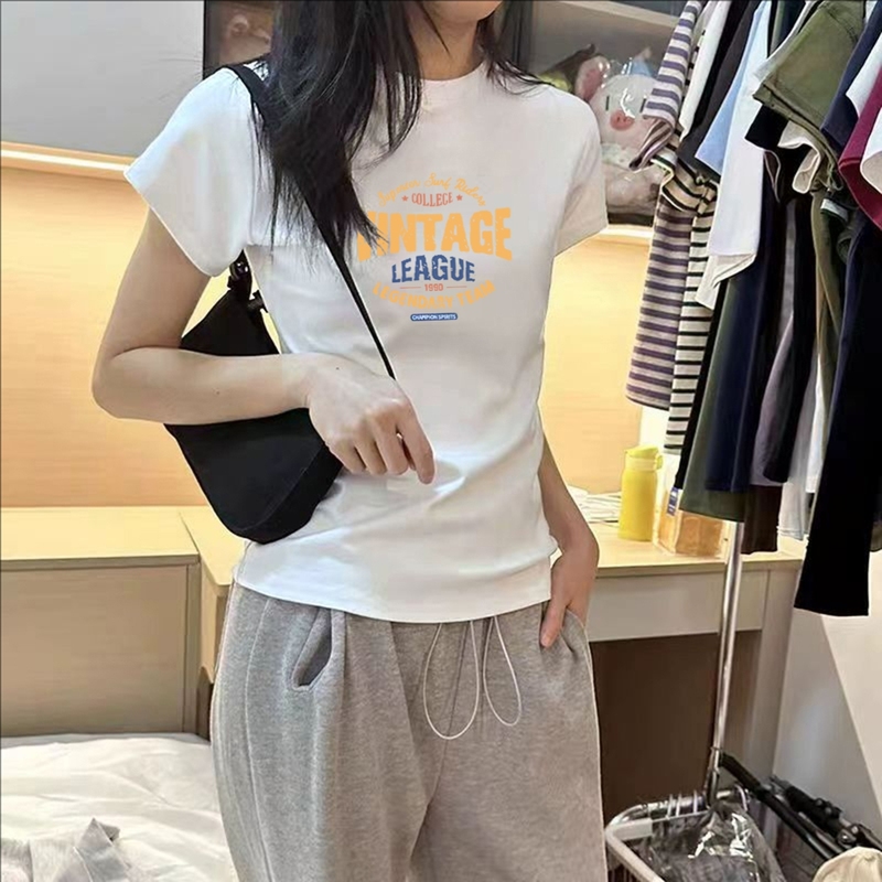 纯棉短袖t恤女装2025夏季新款宽松小个子高级感潮流时尚半袖上衣