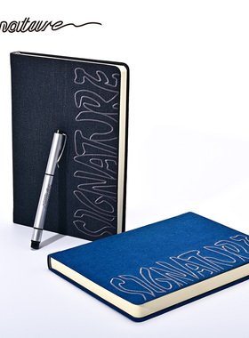 Signature牛仔布艺记事本 A5刺绣复古手账本高级感可定制本子