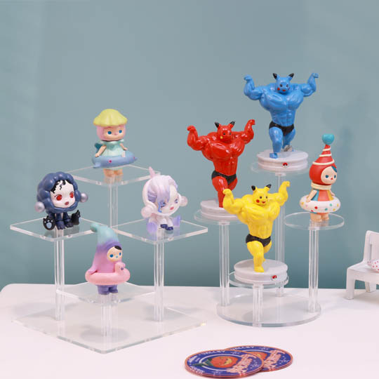 压克力展示架梯形模型收纳盒盲盒小摆件陈列架透明卡通萌粒置物架