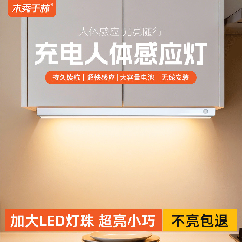 人体感应耐高温橱柜灯充电油烟机磁吸防水踢脚线玄关灶台厨房切菜