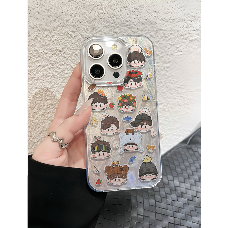 任意机型十个勤天头像排版适用苹果16ProMax手机壳新款iPhone15防摔保护套14Plus男女个性13创意12卡通可爱11