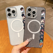 适用苹果16新款 磁吸充电 iPhone15plus十个勤天手机壳闪粉镜头膜透明14全包防摔13Promax简约12可爱11高级