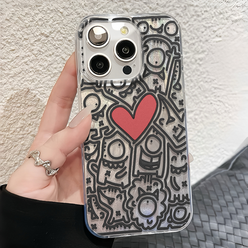小怪兽爱心适用于苹果16手机壳羽纱小米15华为P40荣耀90vivos12opporeno8mate70nova13magic6y300x200红米k80