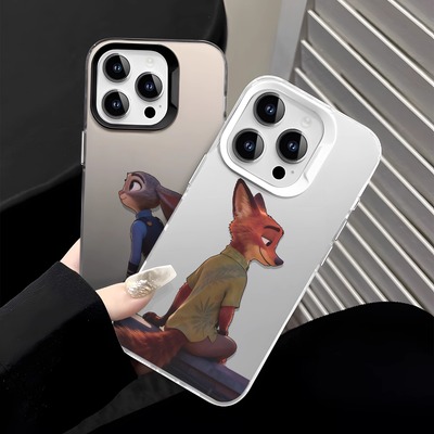 尼克朱迪阳台对望情侣款防摔手机壳数码全包镜头框高级感爆款手机壳适用苹果151617promax手机套